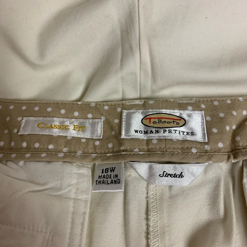 Talbots Capri Pants Khaki Classic Causal Preppy Neutral Timeless SZ 18W Petite - Picture 6 of 10
